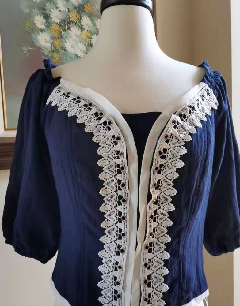 Blue Linen off shoulder top